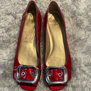 Stuart Weitzman Red Peep-Toe Women Shoes